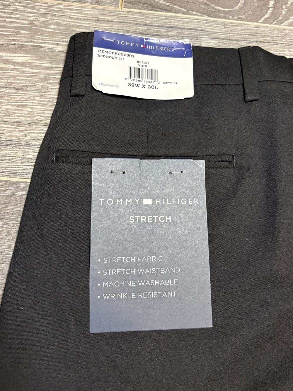 Tommy Hilfiger Redmond Fit Stretch Dress Pants Black 32x30 NWT